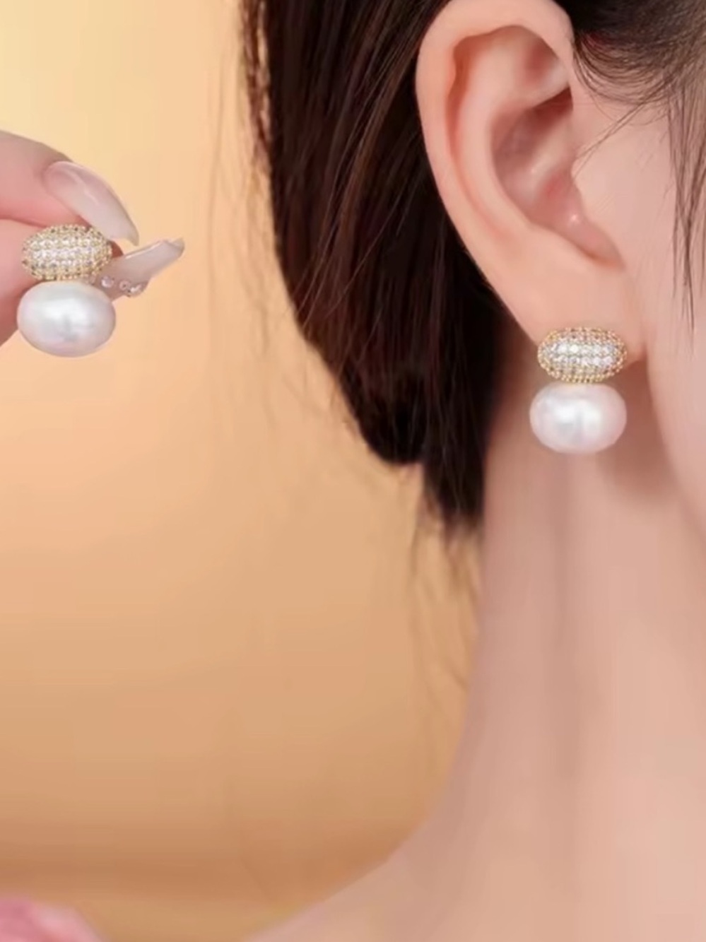 Gold and White Pearl Drop Earrings
